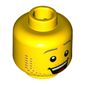 Minifig Head Hiker, Dark Tan Eyebrows and Stubble Beard, Open Smile / Raised Left Eyebrow, Lost Print