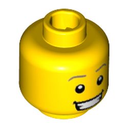 Minifig Head Dog Show Winner, Dark Tan Eyebrows, White Pupils, Open Smile with Teeth Print [Hollow Stud]
