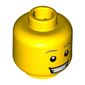Minifig Head Dog Show Winner, Dark Tan Eyebrows, White Pupils, Open Smile with Teeth Print [Hollow Stud]