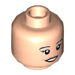 Minifig Head, Eyebrows, Long Eyelashes, Peach Lips, Open Smile and Dimples / Eyebrow Raised and Closed Mouth Print
