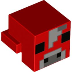 Minifig Head Special, Cube with Rear Ledge, Pixelated Light and 1 Dark Bluish Gray and Black Face Print (Mooshroom)