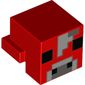 Minifig Head Special, Cube with Rear Ledge, Pixelated Light and 1 Dark Bluish Gray and Black Face Print (Mooshroom)