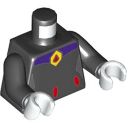 Torso Red Ovals at Waist and Red and Yellow Amulet Print (Raven), Black Arms, White Hands