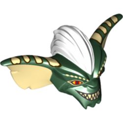 Minifig Head Special, Gremlin with White Mohawk, Tan Ears, Spots and Teeth, and Red Eyes Print
