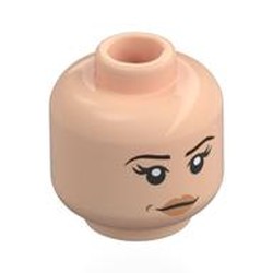 Minifig Head, Brown Eyebrows, Peach Lips, Beauty Mark, Neutral / Angry Print