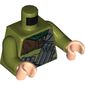Torso Hoodie with Dark Brown and Dark Green Collar, Dark Bluish Gray Utility Belt and Shoulder Strap Print, Olive Green Arms, Light Nougat Hands