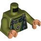 Torso Jumpsuit with Dark Green Panels, Dark Bluish Gray Straps Print, Olive Green Arms, Nougat Hands