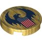 Tile Round 2 x 2 with Bottom Stud Holder with Stylised American Eagle and Flag Print