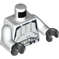 Torso Armor, Stormtrooper Print (Imperial Pilot), White Arms, Black Hands