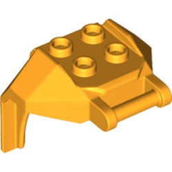 LEGO part DESIGN, BRICK 4X3X3, W/ 3.2 SHAFT, NO. 1 in Flame Yellowish Orange/ Bright Light Orange