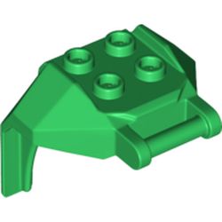 LEGO part 10027167 DESIGN, BRICK 4X3X3, W/ 3.2 SHAFT, NO. 1 in Dark Green/ Green