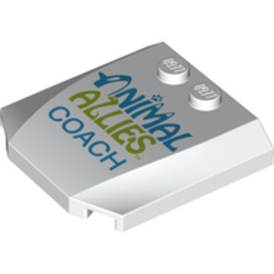 Slope Curved 4 x 4 x 2/3 Triple Curved with 2 Studs and 'ANIMAL ALLIES COACH' Print
