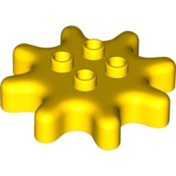 LEGO part GEAR WHEEL Z8, W/ TUBE, W/O CLUTCH POWER in Bright Yellow/ Yellow