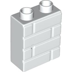 LEGO part 10025550 WALL W/ BRICK PATTERN 1X2X2 in White