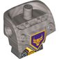 Minifig Torso Modified, Armor with Pin Holes with Orange and Gold Circuitry Pattern #2 and Orange Bull Head on Dark Purple Pentagonal Shield Print