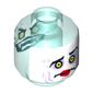 Minifig Head Jestro, Dual Sided, Yellow Eyes, Lightning, Teeth with Fangs, Evil Smile / White Face, Sunken Eyes, Red Lips, Confused Print [Hollow Stud]
