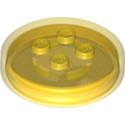 Function Brick Round 4 x 4 x 2/3 with 4 Studs and Trans Orange Bottom Pattern (Generic for Gadgets)
