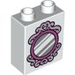 Duplo Brick 1 x 2 x 2 with Bottom Tube and Silver Mirror Print