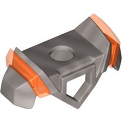 Minifig Neckwear Armor with Pentagonal Hole in Front, 2 Studs on Back, and Angular Shoulders with Trans-Neon Orange Ridges Pattern