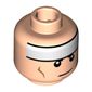 Minifig Head Batman, White Headband and Cheek Lines, Smirk Print [Hollow Stud]