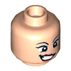 Minifig Head Wonder Woman, Wide Eyes, Red Lips, Crooked Grin Print [Hollow Stud]