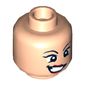 Minifig Head Wonder Woman, Wide Eyes, Red Lips, Crooked Grin Print [Hollow Stud]