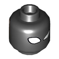 Minifig Head Magneto, Dual Sided, Light Nougat Face with White and Gray Eyebrows, and Frowning Mouth / Large White Almond Shape Eyes [Hollow Stud]