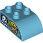 Duplo Brick 2 x 3 with Curved Top - Dual Side Print Windows / Side A Duplo Girl and Dog / Side B Boy and Cat