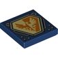 Tile 2 x 2 with Bright Light Yellow and Orange Falcon on Hexagonal Shield with Silver Border Print