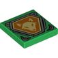 Tile 2 x 2 with Bright Light Yellow Fox Head on Orange Hexagonal Shield with Silver Border Print