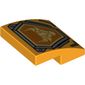 Slope Curved 2 x 2 x 2/3 with Gray Shield Emblem with Bright Light Orange Bull Inset Print