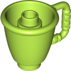LEGO part CONE, W/ 5.0 SHAFT, NO. 1 in Bright Yellowish Green/ Lime