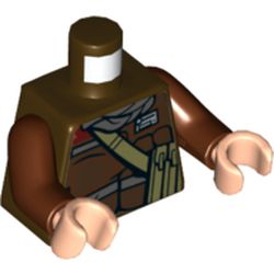 Torso Jacket with Dark Bluish Gray Scarf and Dark Tan Pocket Device Print (Rebel Trooper), Reddish Brown Arms, Light Nougat Hands