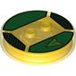 Function Brick Round 4 x 4 x 2/3 with 2 Studs and Green Arrow Logo Print