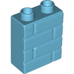 LEGO part 10025550 WALL W/ BRICK PATTERN 1X2X2 in Medium Azure