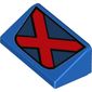 Slope 30° 1 x 2 x 2/3 - Red 'X' on Dark Blue Banner Print (X-Men Logo)
