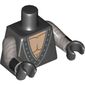 Torso Muscles, V-Neck with Silver Rivets Print (Batman), Flat Silver Arms with Black Cuffs Print, Black Hands