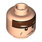 Minifig Head Batman, Reddish Brown Stripe on Forehead, with Sad Mouth Print [Hollow Stud]