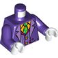 Torso Suit Jacket with Notched Lapels, Striped Vest over Orange Shirt and Green Tie print (Joker), Dark Purple Arms, White Hands