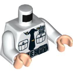 Torso Shirt, Pockets, Black Tie, Radio, Belt Print, White Arms, Light Nougat Hands