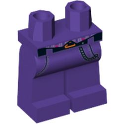 Hips and Dark Purple Legs with Striped Vest Tails, Black Belt with Orange Buckle, Pockets and Silver Chain Print (The Joker)