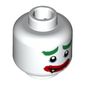 Minifig Head Joker, Green Eyebrows, Medium Blue Eye Shadow, Thick Red Lips, Smile with Sharp Tooth / Very Sad Frown Print