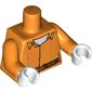 Torso Prisoner Jumpsuit with Belt and White Undershirt on Front / 'ARKHAM' and Belt on Back Print, Orange Arms, White Hands