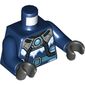 Torso Bodysuit, Silver Collar with Tubes and Azure Circle, and Belt Print, Dark Blue Arms, Black Hands