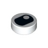 White Tile Round 1 x 1 with Squinted Eye, Top Side Pupil print