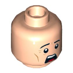 Minifig Head Henchman / Guard, Eyebrows, Chin Dimple, Open Mouth Surprised / Scared Print [Hollow Stud]
