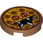 Tile Round 2 x 2 with Bottom Stud Holder with Pizza Pepperoni Scary Face Print