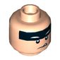 Minifig Head Batman, Dual Sided Black Stripe on Forehead, Crooked / Angry Mouth Print [Hollow Stud]