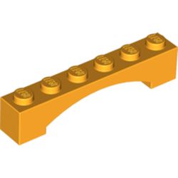 LEGO part 92950 Brick Arch 1 x 6 Raised Arch in Flame Yellowish Orange/ Bright Light Orange