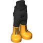 Minidoll Hips and Trousers with Back Pockets and Black Laces on Bright Light Orange Boots Print
